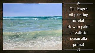 How to paint realistic ocean water  alla prima  full painting tutorial beach oil painting