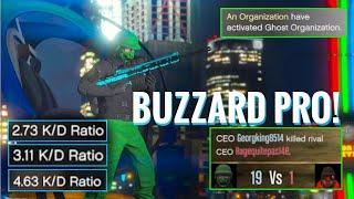 Worlds BEST buzzard pilot ANNIHILATES 4 HIGH KD GRIEFERS GTA Online