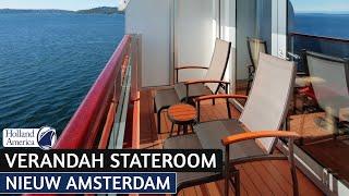 HAL Nieuw Amsterdam  Verandah Stateroom Walkthrough Tour & Review 4K  Holland America Cruise Line