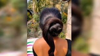 self long hair bun opening self hair play   @KolkataHairplay