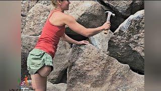 Beautiful amputee woman climbing rocks with one leg #amputee