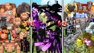 NETHER BOSSES vs END BOSSES vs OVERWORLD BOSSES in Minecraft Mob Battle