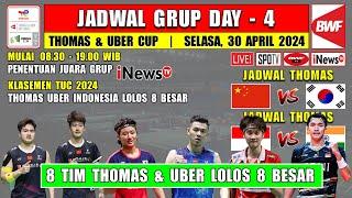 Jadwal Thomas Uber Cup 2024 Hari Ini Day 4  Thomas CHINA vs KOREA  DENMARK vs MALAYSIA  Klasemen