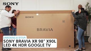 Sony  Learn how to set up and unbox the 98” BRAVIA XR X90L 4K HDR Full Array LED TV with Google TV