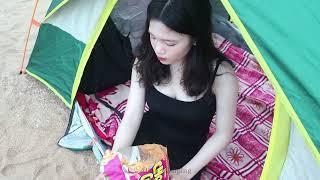 Solo Overnight Camping in the Forest  Lonely Young Girl Rain And Healing Sounds Of Nature asmr