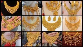 Latest Fancy Gold Necklace set 2024 Antique Gold Necklace set Designs  Elegant Gold Necklace set