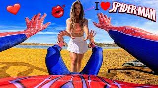 SPIDER-MAN VS CRAZY GIRL IN LOVE VACATION IN ITALY in Real Life  Romantic Love Store Funny