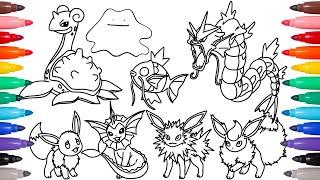 COLORING Pokemon from GEN 1 Pokemon #129 to #136