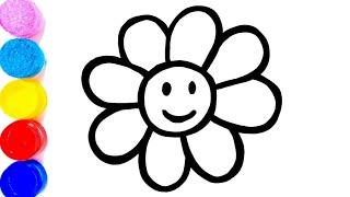 Flower Drawing Painting and Colouring for kids & Toddlers easy drawing for children
