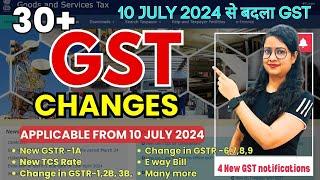 July 2024 में बदला GST  GST Amendments  New GSTR-1A New TCS Rate  GSTR-9 Exempt 3B 2B