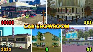 EVERY CAR SHOWROOM FROM ALL GTA GAMES GTA 5 GTA 4 GTA SAN GTA VC GTA 3