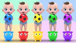 Color Balls Song  Five Little Monkeys Jumping On The Bed Nursery Rhymes  Baby & Kids Songs