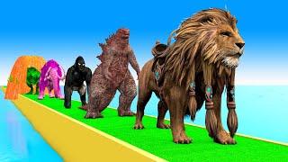 Paint Animals Godzilla Gorilla Lion Baku Dinosaur Fountain Crossing Animals