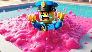 Escape Toxic Slime Tank  Lego Police City  Lego Cartoon  Brick Rising