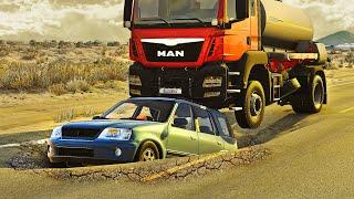 Road Potholes and Bumps Crashes #01 BeamNG.Drive