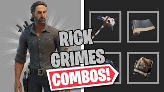 RICK GRIMES COMBOS  FORTNITE SKIN REVIEW