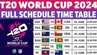 T20 World Cup 2024 Schedule  ICC T20 World Cup 2024 Time Table  2024 T20 World Cup Schedule