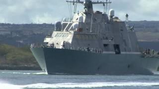 USS Freedom LCS 1 departs Pearl Harbor during RIMPAC 2010