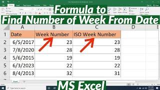 How To Find Week Number From Date in MS Excel  How to Find Week number and ISO Week Number in Excel