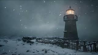 Night Snowstorm on Lonely Lighthouse. Relaxing Sounds of Blizzard and Howling Winds for Sleeping.