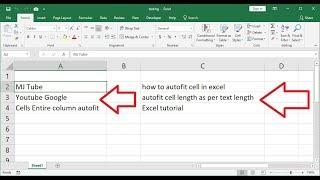 Auto Fit Cell as per Text Length in MS Excel 2003-2016