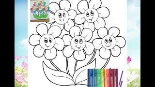 РАСКРАСКА цветы. coloring flowers for kids