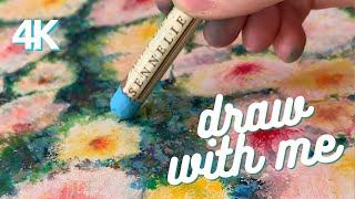 Draw With Me — Sennelier Oil Pastel Drawing Process of Flowers in 4K