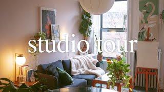 Artist studio tour  Brooklyn home illustration studio replete with lush plants & colorful art