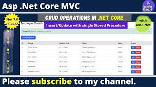 CRUD Operations Using ASP.NET Core  Insert & Update using Single Stored Procedure  .Net 7.0