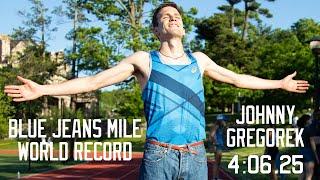 BLUE JEAN MILE WORLD RECORD JOHNNY GREGOREK RUNS 406.25 IN LEVIS