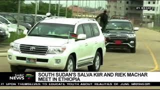 South Sudanese president Salva Kiir meets Ethiopias Riek Machar