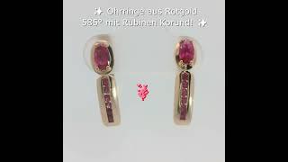 Ohrringe aus Rotgold 585° mit Rubinen Korund auf ionn.de  #rotgold #jewelry #585