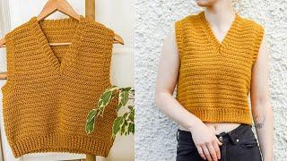 Crochet V Neck Vest Top Tutorial