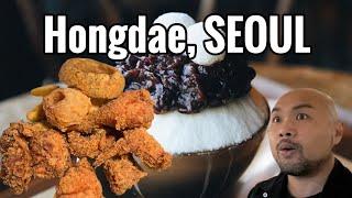 Must try Hongdae Food and L7 Hotel Seoul Pasta Fried chicken coffee bingsu and street food