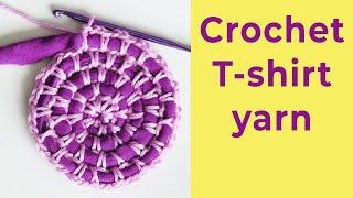 Crocheting round using T-shirt yarn video 1