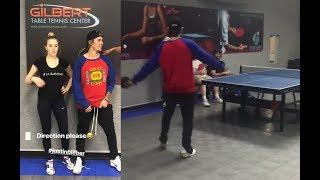 Justin Bieber & Anastasia Rybka playing table tennis in Los Angeles California - February 27 2018