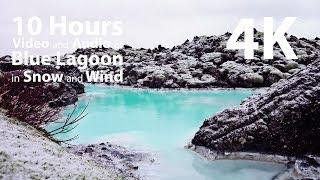 4K HDR 10 hours - Blue Lagoon in Snow with Wind audio version 2 - relaxing gentle calming