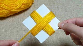 Super Easy Flower Craft Ideas with Woolen - Hand Embroidery Amazing Trick - Wool Flower Design