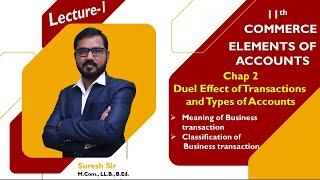 Dual Effect of Transactions & Types of Accounts Lec 1  11 Commerce  Elements of Accounting Part-1