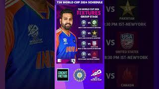 India T20 World Cup 2024 Schedule  T20 World Cup 2024 India Schedule #t20worldcup2024schedule