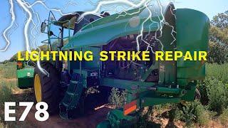 E78  John Deere Mechanic Fixes W235 Swather Struck by Lightning Strike