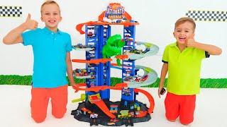 Vlad and Niki pretend play Ultimate Garage  Hot Wheels City