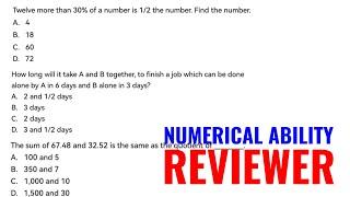 NUMERICAL ABILITY REVIEWER  Math Random Problems