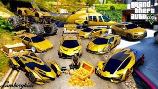 GTA 5 - Stealing Billionaire Lamborghini Golden Cars with Franklin  GTA V Real Life Cars #138