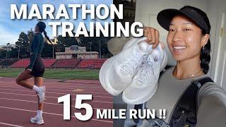 Marathon Training VLOG  15 Mile Run Track Workout + What I Eat