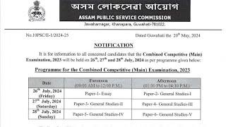 APSC Main Exam Date Schedule Finally #song #bestofluck2001