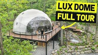 LUXURY GEODESIC GLAMPING DOME w WATERFALL Tiny Home Airbnb Full Tour