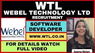 Webel Technology Ltd Recruitment 2024  WB Recruitment  Software Developer Recruitment  #tech #job