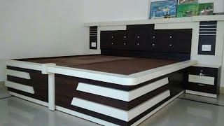 Bed Design with plywoods mica white and coffee colour #ModularBed