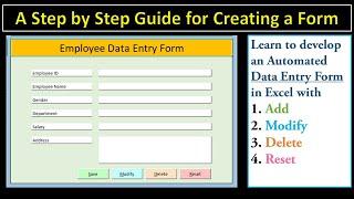 How to Create a Data Entry Form in Excel With Add Modify Delete and Reset Step-by-step Guide